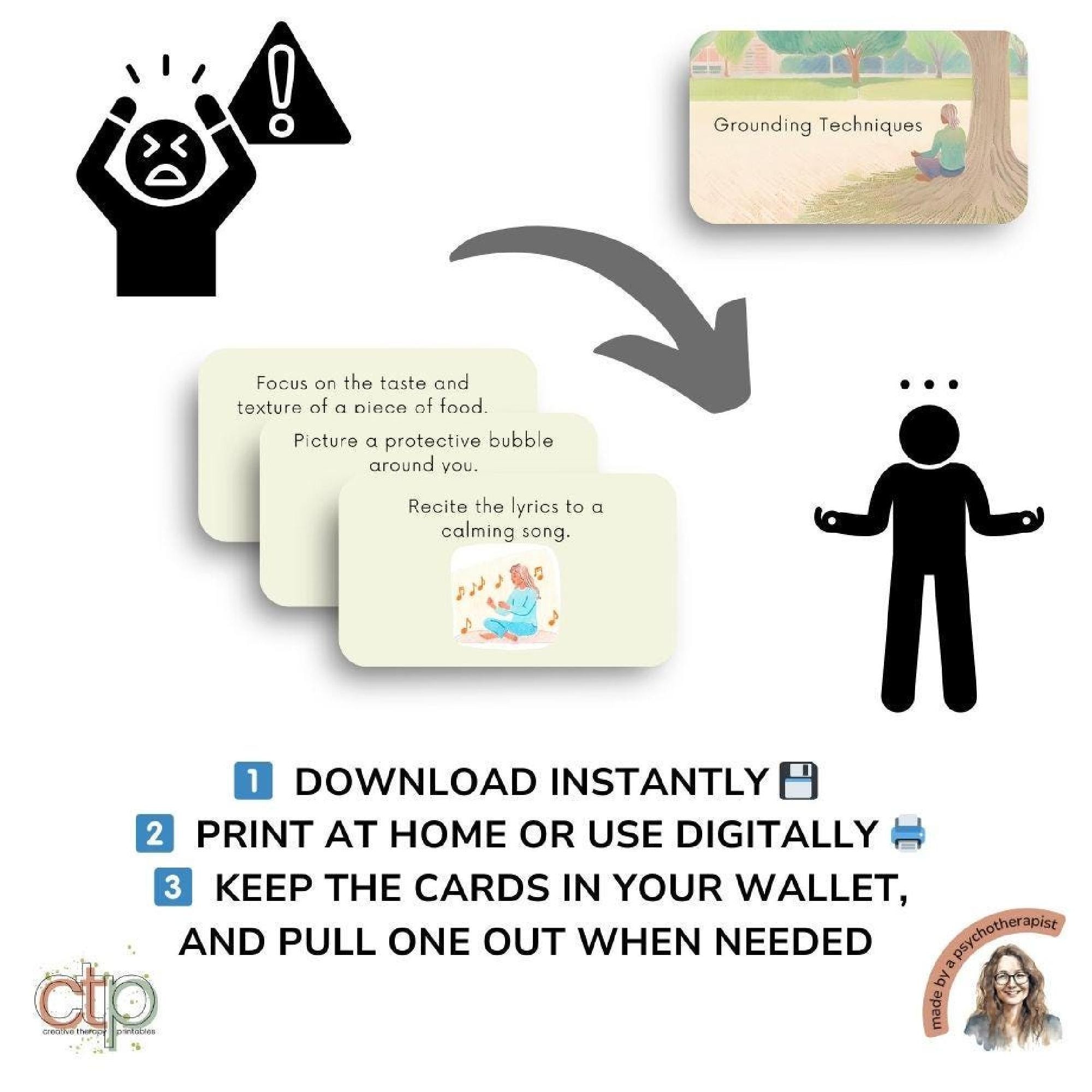 Grounding Techniques, 50 Cards PDF: Emotional Regulation, Anxiety ...