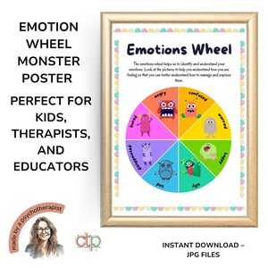 Art de la roue des émotions, tableau imprimable de l'humeur des sentiments pour la régulation émotionnelle, coin calme, affiche d'auto-assistance | Santé mentale pour les enfants