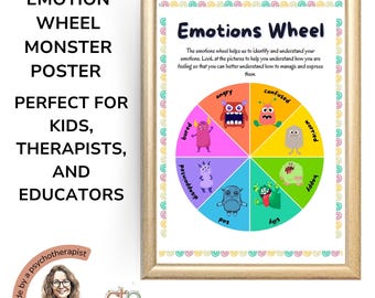 Emotion Wheel Art: Feelings Chart for Kids, School Psychology (Digital Download)
