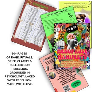 Menopause Worksheets + Ebook - Menopause Manifesto | Wild Woman Gen X Mental Health Journal | Also for Perimenopause & Midlife Wellness