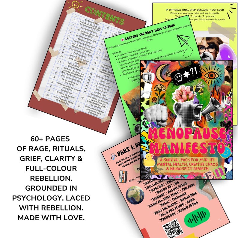 Menopause Worksheets + Ebook - Menopause Manifesto | Wild Woman Gen X Mental Health Journal | Also for Perimenopause & Midlife Wellness