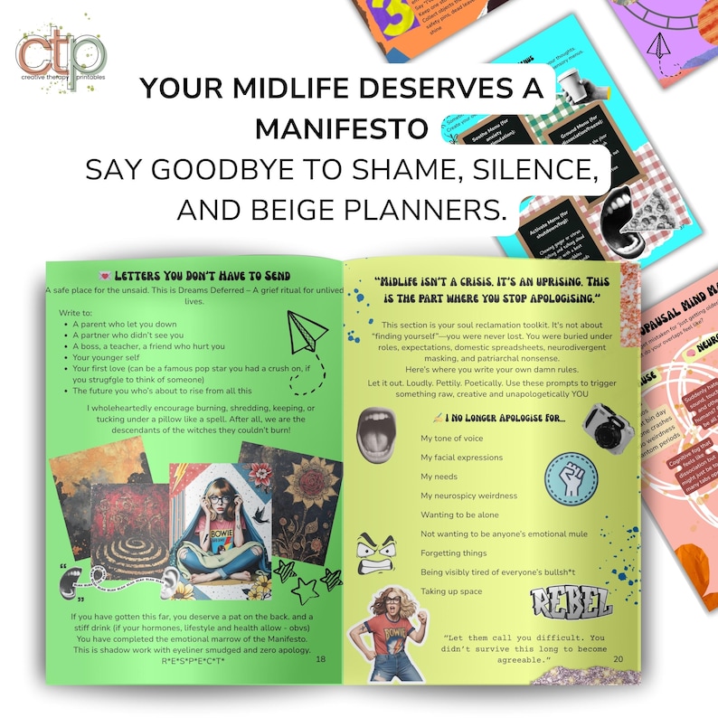 Menopause Worksheets + Ebook - Menopause Manifesto | Wild Woman Gen X Mental Health Journal | Also for Perimenopause & Midlife Wellness