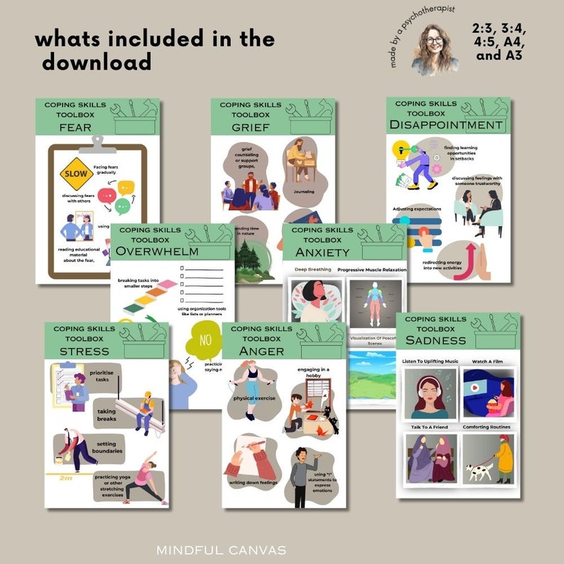 Printable Coping Skills Toolbox Posters Set of 8 PDF Anxiety Relief ...