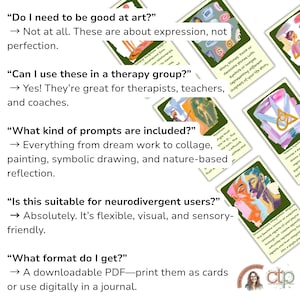 Art Therapy Cards for Mental Health. A printable tool for therapists, journal lovers,  educators. Pocket sized creative expression self help