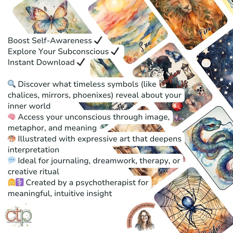 Mythic Archetypes Symbol Cards: Printable Oracle Deck for Shadow Work ...