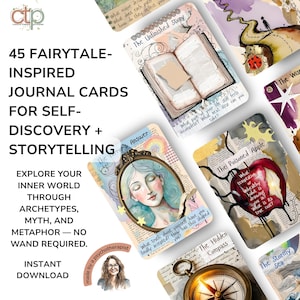 Sprookjesverhalenkaarten voor journaling, creatief schrijven, speltherapie, het orakel van de verhaalwever | Afdrukbaar verhaaltherapiedeck