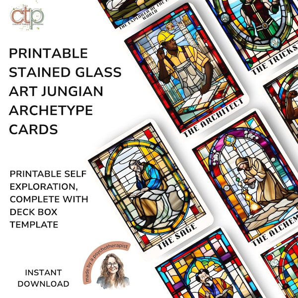 Stained Glass Archetype Cards: Personal Growth Oracle (PDF)