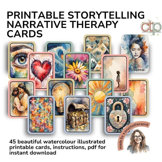 Narrative Therapy Cards: Metaphorical Storytelling Prompts (PDF)