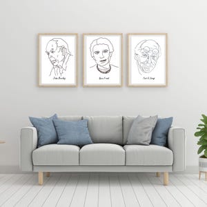 Printable Therapy Office Decor Set + Psychoanalyst Portraits Line Art + Freud Jung Rogers Art + Psychotherapy Digital Download image 3