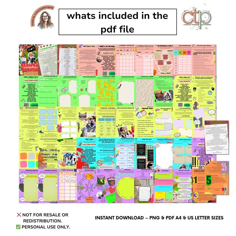 Menopause Worksheets + Ebook - Menopause Manifesto | Wild Woman Gen X Mental Health Journal | Also for Perimenopause & Midlife Wellness