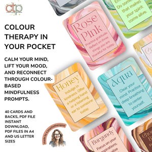Color Psychology Mindfulness Cards for Reflection, Calm, Mindfulness, Sensory Acknowledgement; Chromotherapy Printable PDF