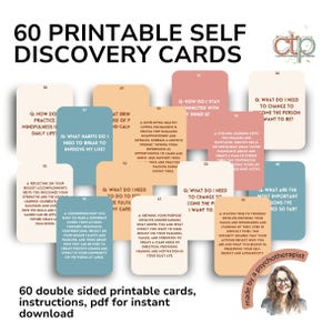 Wer bin ich? Selbsterkundung Deck | Printable Journaling Prompts für Identität, Selbstfindung & persönliches Wachstum | PDF-Therapie-Tool
