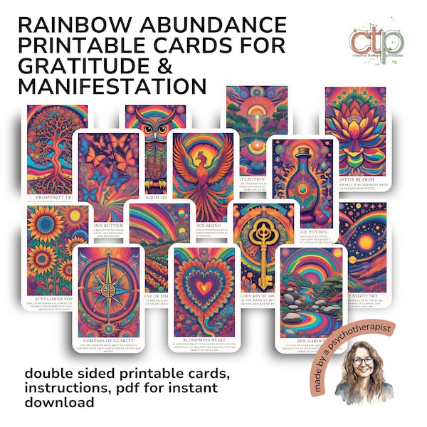 Abundance Oracle Cards: Rainbow Affirmations for Manifestation (Printable Digital Deck)
