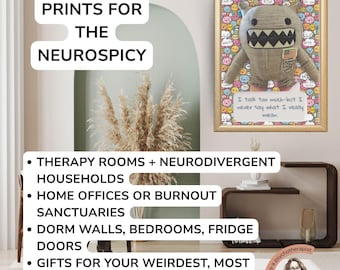 Neurodiversity Art Prints: Audhd Autistic Humor, Weirdcore Decor (Digital Download
