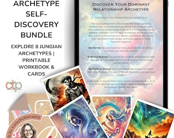 Relationship Therapy Creative Toolbox; Cards, Jungian Therapy + attachment theory, wallpapers, junk journal stickers, Worksheets