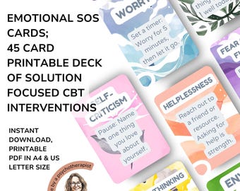 CBT Emotional Support Cards: Grounding & Anxiety Relief (Printable)