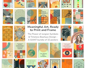 Jungian Therapy Posters: Mid-Century Modern Psychology Art (Digital Download)