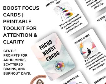 Improve Focus and Boost Productivity, 50 Printable Concentration Tool Mindfulness Cards