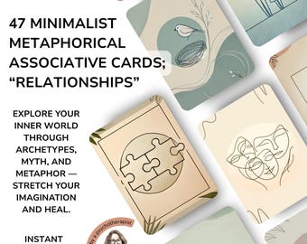 Metaphorical Cards: Minimalist Art, Self-Care & Therapy Tool (PNG + PDF)