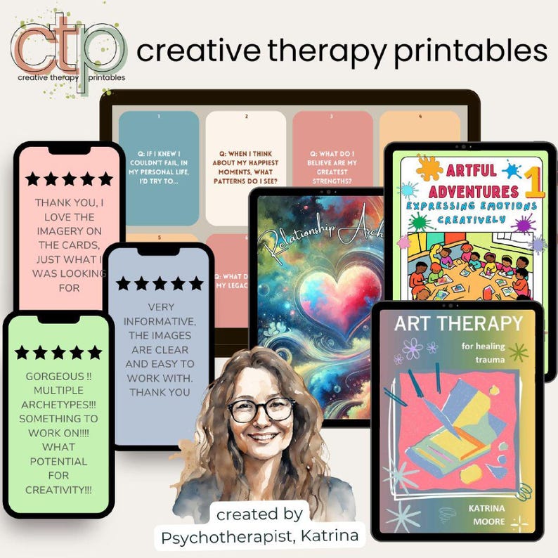 Art Therapy Cards PDF for Emotional Healing & Self-Discovery - 60 Printable Worksheets