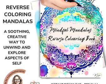 Reverse Coloring Book: 40 Watercolor Mandala Designs (PDF)