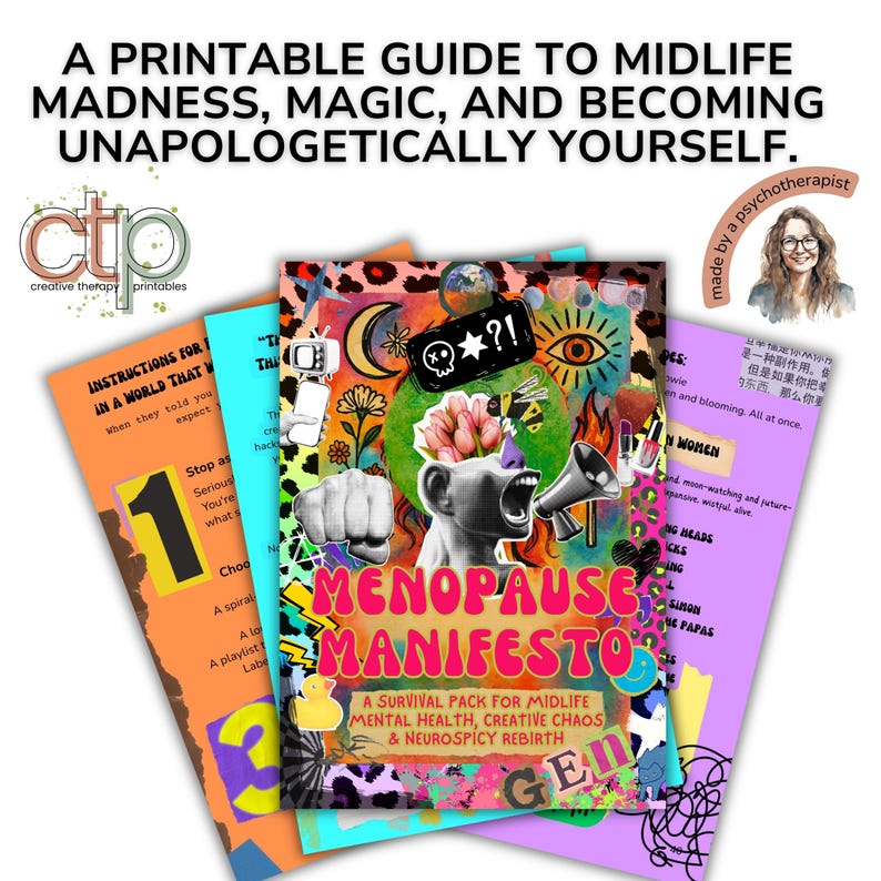 Menopause Worksheets + Ebook - Menopause Manifesto | Wild Woman Gen X Mental Health Journal | Also for Perimenopause & Midlife Wellness