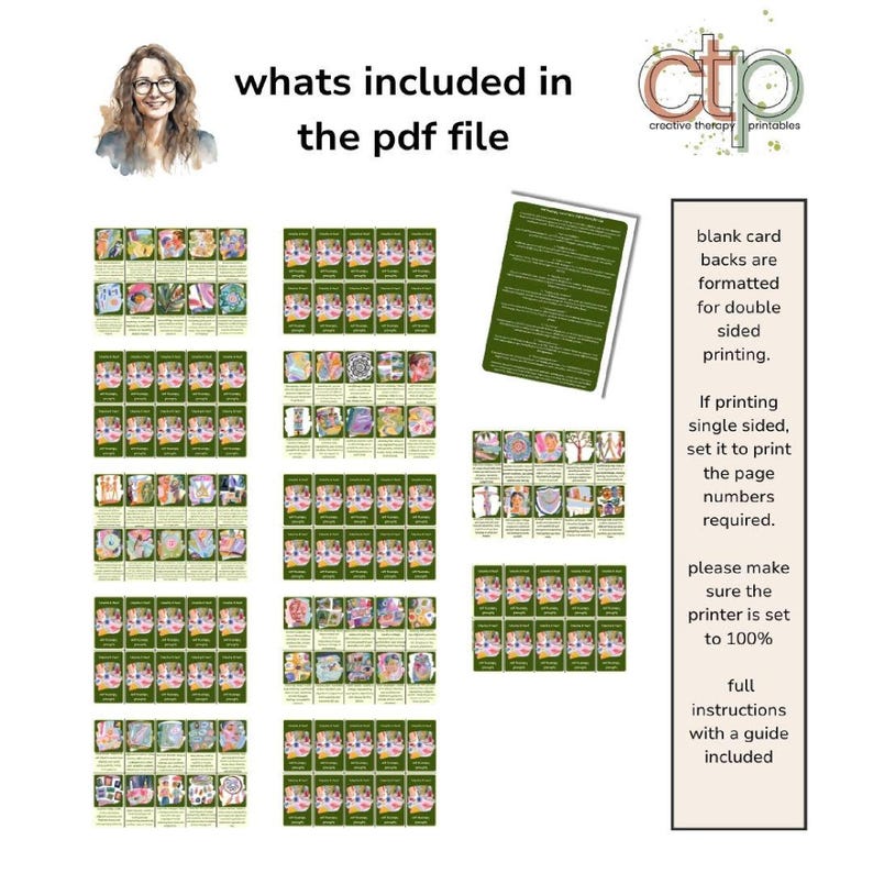 Art Therapy Cards PDF for Emotional Healing & Self-Discovery - 60 Printable Worksheets
