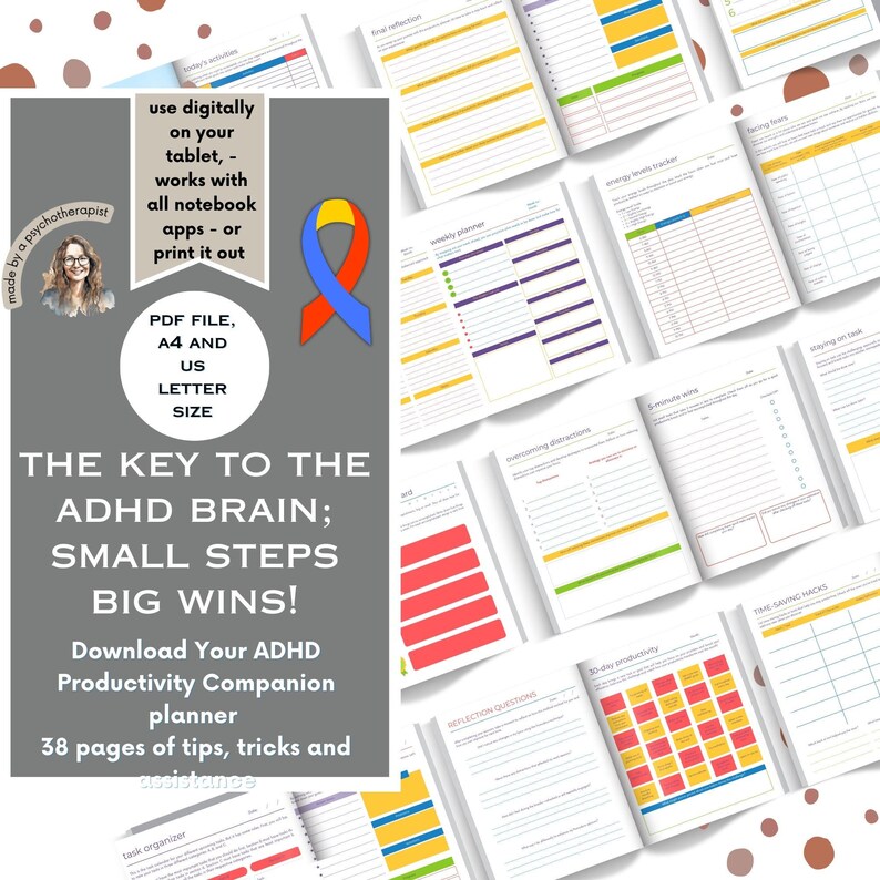 Printable ADHD Daily Planner Undated Journal & Productivity Tool for