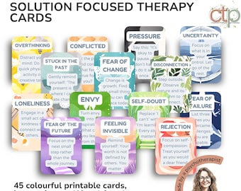 Printable Cards for Mental Health Support, Emotion Regulation, Grounding Exercises & Mindfulness Tips PDF