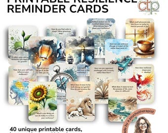 Emotional Resilience Resource Printable Cards: 40 Daily Prompts for Inner Strength