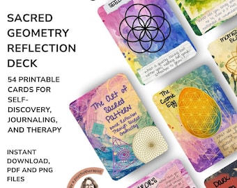 Geometry and Shadow; Sacred Geometry Reflection Cards - Journal Prompts (PDF + PNG)