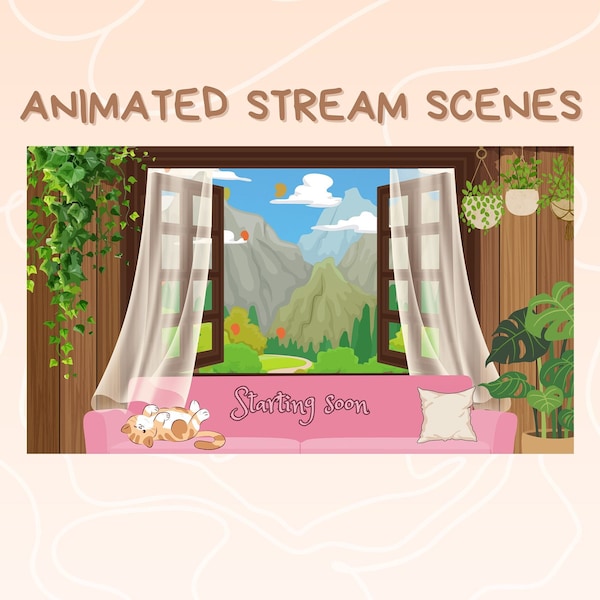 Animated Stream scenes | Starting soon, Be Right Back, Stream Ending, Offline | Cat scenes