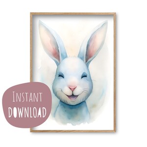 Póster infantil "Harry Rabbit" cartel para imprimir.Descarga instantánea cuadros digitales de pared habitación infantil decoración habitación bebé cartel animal personalizable
