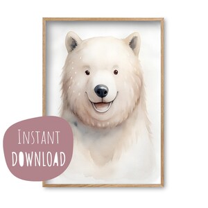 Póster infantil "Oso Bernhard" para imprimir, descarga instantánea de cuadros digitales de pared, póster de animales para habitación de bebé, personalizable