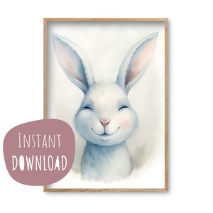 Póster infantil "Herbert Rabbit" para imprimir, descarga instantánea de cuadros digitales de pared, habitación infantil, habitación de bebé, cartel de animales personalizable