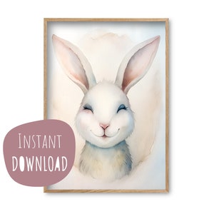 Póster infantil "Hanni Häsin" Póster para imprimir Descarga instantánea de imágenes digitales de pared habitación infantil habitación de bebé cartel de animales personalizable