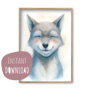 Kinderposter "Willi Wolf" Poster zum Ausdrucken Sofort Download digital Wandbilder Kinderzimmer Babyzimmer Deko Tier Poster personalisierbar