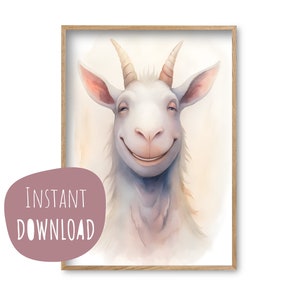 Póster infantil "Siegmund Steinbock" para imprimir, descarga instantánea, cuadro de pared digital, decoración para habitación infantil, póster de animales personalizable