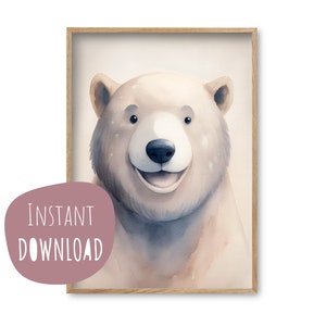 Póster infantil "Bruno Bear" cartel para imprimir.Descarga instantánea cuadros digitales de pared habitación infantil decoración habitación bebé cartel animal personalizable
