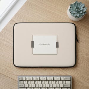 Developer Laptop Sleeve: Git Happens, Minimalist Neoprene 13″/15″