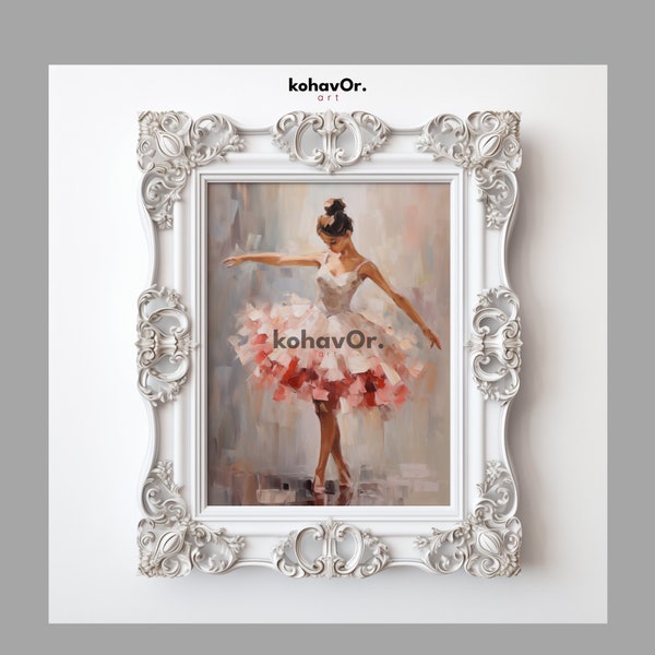 Ballerina Girl Printable Wall Art, Full Body Dancing Lady Decor, Young Dancer Oil Painting, Impressionist Colour Palette, Digital Download