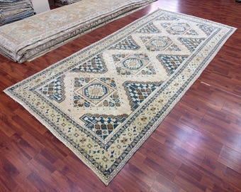 Alfombra Oushak marrón de 1,5 x 3,6 metros (5 x 12 pies) - Alfombra de dormitorio de lana anatolia hecha a mano - Alfombra turca tejida a mano