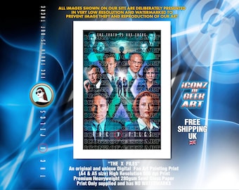 The X FILES - Fox Mulder - Dana Scully - Retro Fan Art Poster Print
