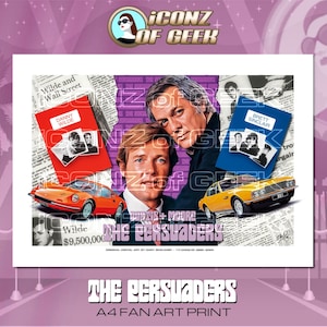 ¡LOS PERSUADIENTES! - Les Persuaseurs - Roger Moore - Tony Curtis - Póster retro tamaño A4, impresión artística