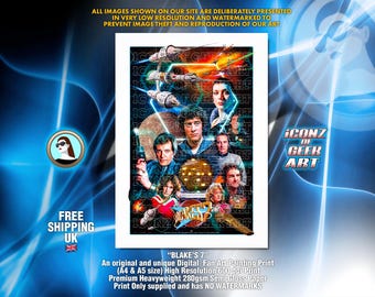 BLAKE'S 7 - Impression d'affiche de fan art rétro