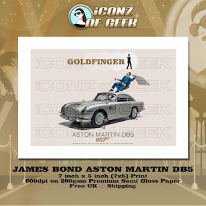 JAMES BOND 007 - Aston Martin DB5 - Goldfinger - Sean Connery Fan Art Print