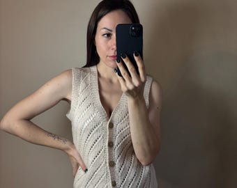 Vintage Strickweste / Strickweste / Strickweste / Frauen Warme Winterweste / Wollweste / 80er Jahre Weste / Größe XS-S