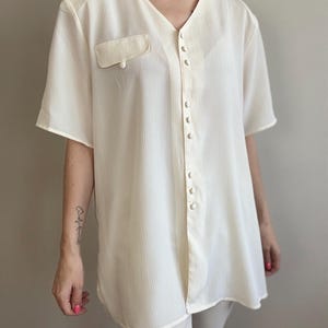 Vintage cream white minimalist long blouse, size XL