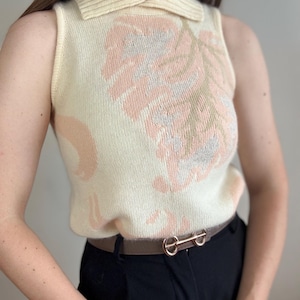 Vintage beige wool and angora sweater vest, size S