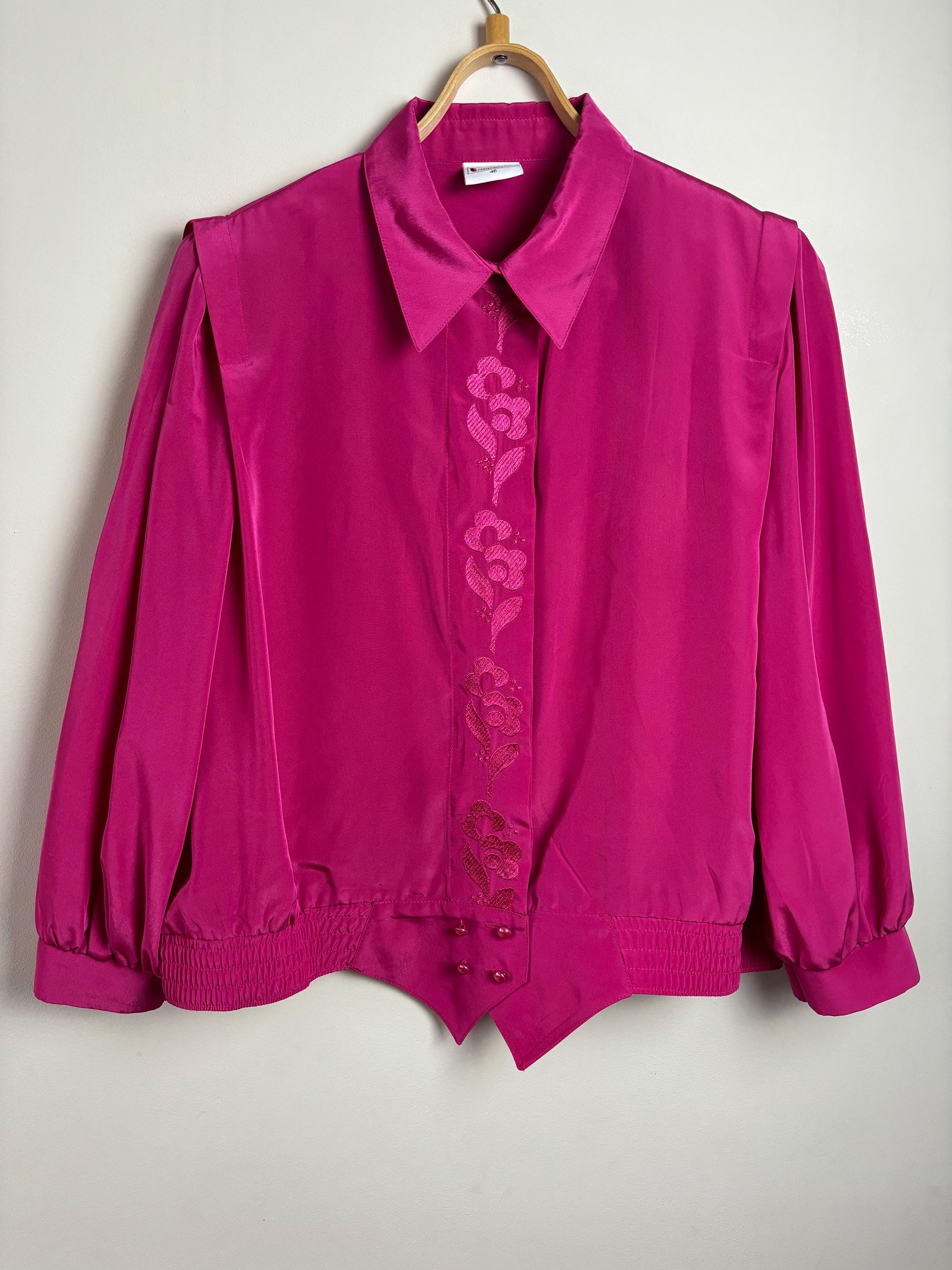 Vintage Rosa Blumen Bluse Jacke Hermann Lange Kollektion